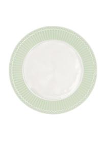 Platos postre artesanales Alice, 2 uds., Gres, Verde pastel, blanco, Ø 23 cm