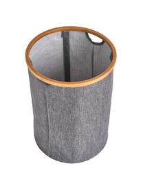 Cesta de lavandería Appa, Cesta: lino artificial, Estructura: bambú, Gris, beige, Ø 36 x Al 50 cm