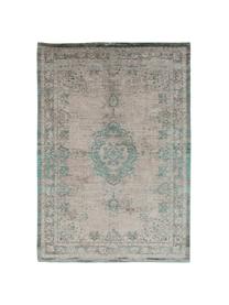 Tapis vintage chenille Medaillon, Vert, rose