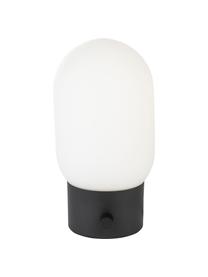 Lampada piccola da comodino dimmerabile con connessione USB Urban, Paralume: vetro opale, Base della lampada: metallo rivestito, Bianco, nero, Ø 13 x Alt. 25 cm