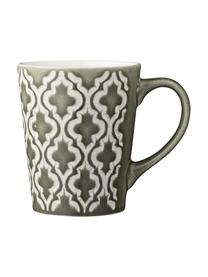 Tazas Abella, 4 uds., Cerámica, Verde, blanco, Ø 9 x Al 11 cm