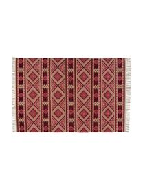 Tapis en laine rose vif style ethnique Gypsy, Couleur baie, crème