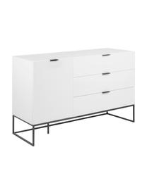 Sideboard Kobe mit Schubladen in Weiss, Weiss, Schwarz, 134 x 80 cm