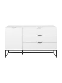 Dressoir Kobe met lades in wit, Wit, zwart, 134 x 80 cm