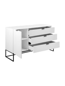 Sideboard Kobe mit Schubladen in Weiss, Weiss, Schwarz, 134 x 80 cm