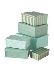 Set de cajas regalo Marit, 6 pzas., Papel, Turquesa, dorado, Set de diferentes tamaños