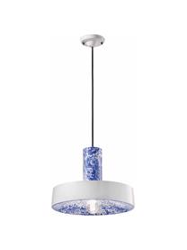 Hanglamp Pi, Lampenkap: keramiek, Baldakijn: keramiek, Blauw, wit, Ø 35 x H 26 cm