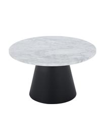 Okrągły stolik kawowy z marmuru Theo, Blat: marmur Carrara, Stelaż: metal powlekany, Białoszary marmurowy, czarny, Ø 70 x W 40 cm