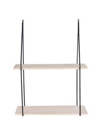 Estante de pared de madera y metal Haag, Estructura: acero recubierto, Estantes: madera de Paulownia, Negro, marrón, An 55 x Al 72 cm