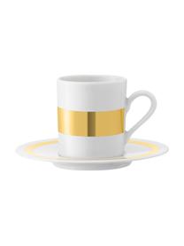 Tasse à espresso avec sous-tasses Deco, 8 pièces, Blanc, couleur dorée