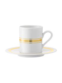 Espressotassen mit Untertassen Deco mit goldenem Dekor, 8 Stück, Porzellan, Weiss, Goldfarben, Ø 7 x H 7 cm