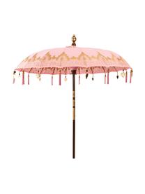 Parasol Oriental Lounge, Frame: fruithout met metalen det, Roze, goudkleurig, donkerbruin, Ø 180 x H 225 cm