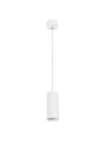 Kleine moderne hanglamp Aila, Lampenkap: gecoat aluminium, Baldakijn: gecoat aluminium, Wit, Ø 6  x H 20 cm