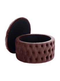 Pouf coffre XL en velours brun rouillé Chiara, Brun, Ø 70 x haut. 42 cm