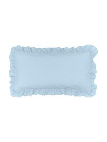 Poszewka na poduszkę z perkalu z efektem sprania i falbanką Florence, 2 szt., Jasny niebieski, S 40 x D 80 cm
