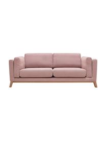 Divano 3 posti in tessuto rosa chiaro Seattle, Rivestimento: 100% poliestere, Struttura: legno, truciolato, Piedini: legno, Rosa chiaro, Larg. 218 x Prof. 86 cm