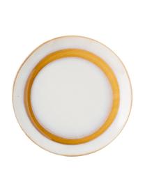 Platos de postre artesanales 70's, 2 uds., estilo retro, Cerámica, Blanco, naranja, Ø 18 cm