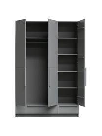 Armoire Pure, Bois de pin, enduit, Gris, larg. 142 x haut. 215 cm