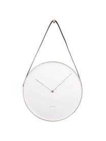 Reloj de pared Belt, Metal recubierto, Blanco, latón, negro, Ø 34 cm