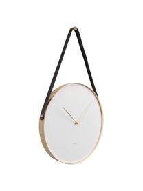 Reloj de pared Belt, Metal recubierto, Blanco, latón, negro, Ø 34 cm