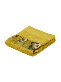 Serviette de toilette jaune moutarde Fleur, 97 % coton, 3 % polyester, Jaune moutarde, multicolore, Serviette de toilette, larg. 60 x long. 100 cm