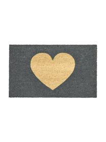 Felpudo Heart, Fibras de coco, respaldo de vinilo, Gris, beige, An 45 x L 75 cm