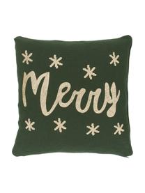 Poszewka na poduszkę z dzianiny Merry, 100% bawełna, Zielony, odcienie złotego, S 40 x D 40 cm