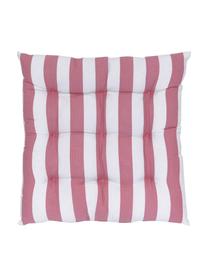 Gestreiftes Sitzkissen Timon in Rosa/Weiss, Bezug: 100% Baumwolle, Rosa, Weiss, B 40 x L 40 cm