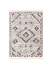 Ręcznie tkany dywan kilim z frędzlami Cari, 70% wełna, 30% poliester, Szary, S 80 x D 150 cm (Rozmiar XS)