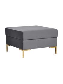 Samt-Sofa-Hocker Luna mit Stauraum in Dunkelgrau mit Metall-Füssen, Bezug: Samt (100% Polyester), Oe, Gestell: Massives Buchenholz, Schi, Samt Dunkelgrau, Gold, B 80 x H 45 cm