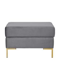 Samt-Sofa-Hocker Luna mit Stauraum in Dunkelgrau mit Metall-Füßen, Bezug: Samt (100% Polyester), Oe, Gestell: Massives Buchenholz, Schi, Füße: Metall, galvanisiert, Samt Dunkelgrau, Gold, B 80 x H 45 cm