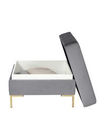 Samt-Sofa-Hocker Luna mit Stauraum in Dunkelgrau mit Metall-Füssen, Bezug: Samt (100% Polyester), Oe, Gestell: Massives Buchenholz, Schi, Samt Dunkelgrau, Gold, B 80 x H 45 cm