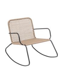 Rotan schommelstoel Mundo met metalen frame, Frame: gepoedercoat metaal, Zitvlak: polyethyleen, Zwart, beige, B 73 x D 89 cm