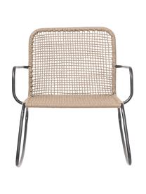 Rotan schommelstoel Mundo met metalen frame, Frame: gepoedercoat metaal, Zitvlak: polyethyleen, Zwart, beige, B 73 x D 89 cm