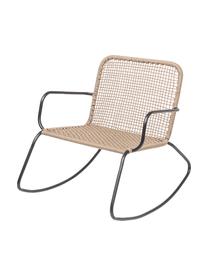 Rotan schommelstoel Mundo met metalen frame, Frame: gepoedercoat metaal, Zitvlak: polyethyleen, Zwart, beige, B 73 x D 89 cm