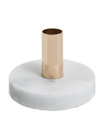 Marmor-Kerzenhalter Cole, Marmor, Metall, Weiß, Goldfarben, Ø 10 x H 7 cm