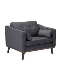 Klassieke fluwelen fauteuil Alva in grijs met beukenhouten poten, Bekleding: fluweel (hoogwaardig poly, Frame: massief grenenhout, Poten: massief gebeitst beukenho, Fluweel donkergrijs, B 102 x D 92 cm