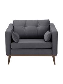 Fotel z aksamitu  z nogami z drewna bukowego Alva, Tapicerka: aksamit (wysokiej jakości, Nogi: lite drewno bukowe, barwi, Aksamitny ciemny szary, S 102 x G 92 cm