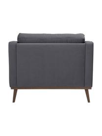 Klassieke fluwelen fauteuil Alva in grijs met beukenhouten poten, Bekleding: fluweel (hoogwaardig poly, Frame: massief grenenhout, Poten: massief gebeitst beukenho, Fluweel donkergrijs, B 102 x D 92 cm