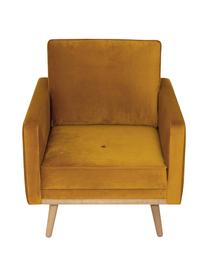 Poltrona in velluto giallo ocra Saint, Rivestimento: velluto (poliestere) Il r, Struttura: Legno di quercia massicci, Velluto giallo senape, Larg. 85 x Prof. 76 cm