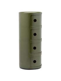 Design container Componibili, 4 modules, Kunststof, Greenguard gecertificeerd, Groen, glanzend, Ø 32 x H 77 cm
