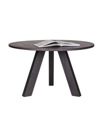 Mesa de comedor redonda de madera maciza Rhonda, Madera de roble maciza, Negro, Ø 129 x Al 75 cm