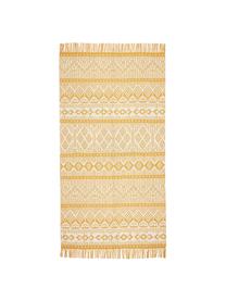 Tapis ethno en jaune Panama, Crème, jaune moutarde