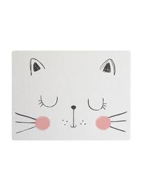 Mantel individual Cat, Fibras de yute y resina, Blanco, rosa, negro, An 35 x L 55 cm