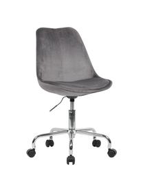 Chaise de bureau pivotante en velours Lenka, hauteur ajustable, Velours gris, larg. 65 x prof. 56 cm