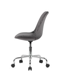 Chaise de bureau pivotante en velours Lenka, hauteur ajustable, Velours gris, larg. 65 x prof. 56 cm