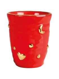 Set 4 tazze senza manico fatte a mano con decoro dorato Anouk, Porcellana, Viola, azzurro, rosso, rosa, dorato, Ø 8 x Alt. 10 cm