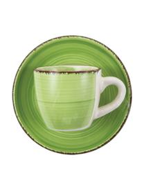 Tazas espresso con platito Baita, 6 uds., Gres (dolomita) pintado artesanalmente, Multicolor, Ø 7 x Al 6 cm, 90 ml