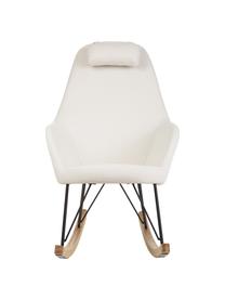 Fauteuil à bascule Jolene, Tissu blanc crème, bois de frêne, larg. 66 x prof. 102 cm