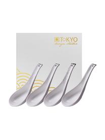 Set de cucharas artesanales de porcelana Nippon, 4 uds., Porcelana, Blanco, dorado, An 5 x L 14 cm